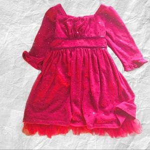 Girls Sequin Tulle Knit Dress Pink Size 5